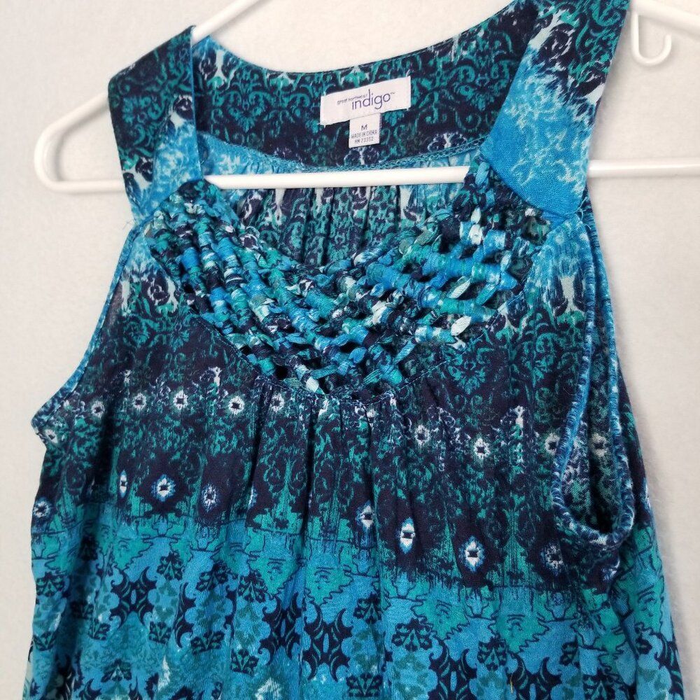 ❤️3/$12 Indigo Blue Geometric Sleeveless Blouse M